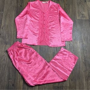 Barbie Pink VS Gold Label Vintage 90s Pajama Set Size Small Satin